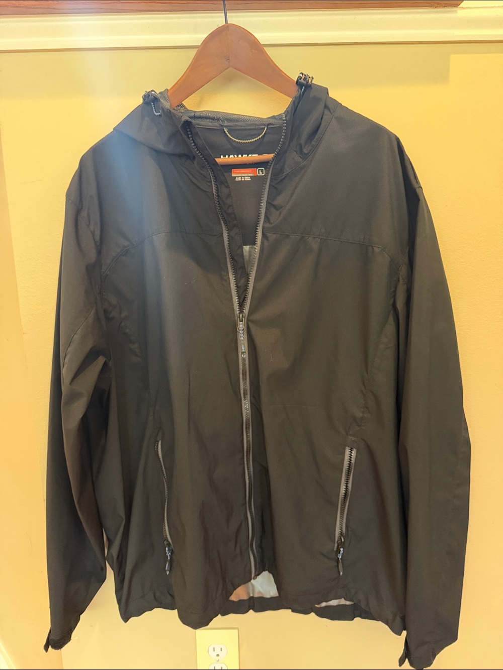 Hawke & Co Black Hooded Windbreaker Jacket